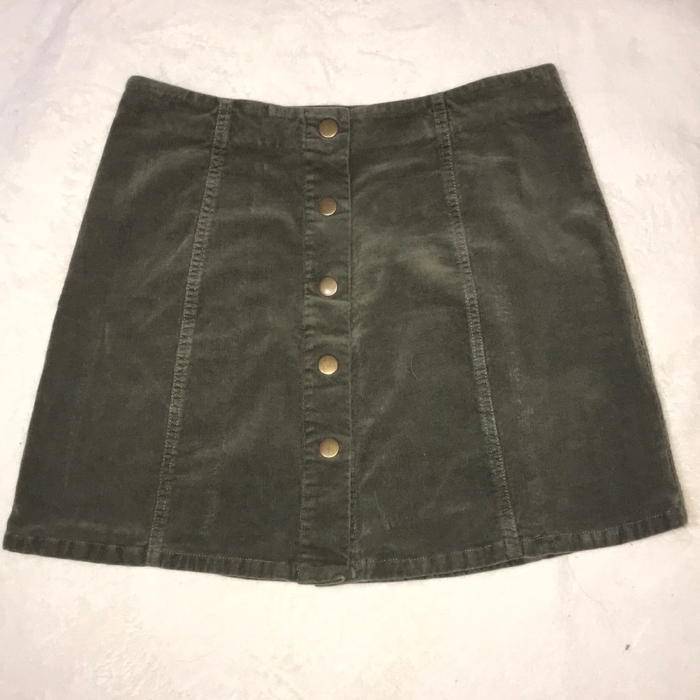 Army Green Button Up Skirt